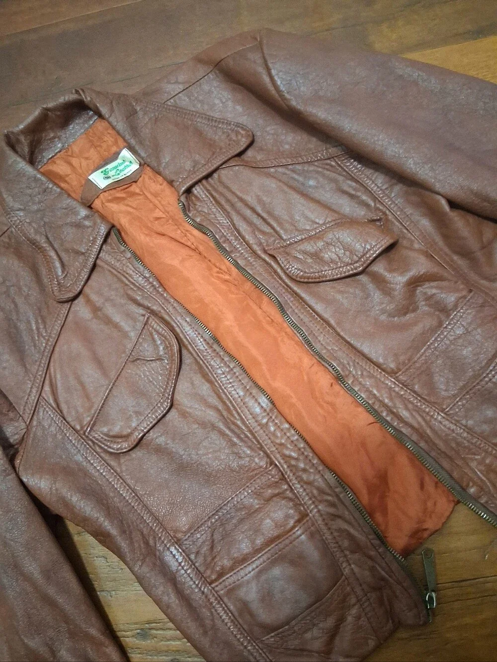 Women's Or Unisex Vintage 1970s Genuine Leather Jacket - Picture 3 of 8